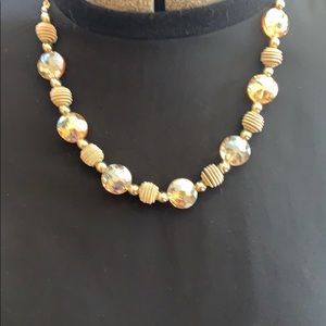 Gold beaded and crystal necklace